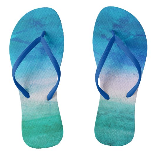 Weathered Beachy Blue Green Ocean Teenslippers (Voetbed)