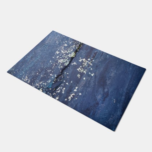 Weathered Blue Paint Abstract Deurmat (Schuin)