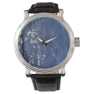 Weathered Blue Paint Abstract Horloge