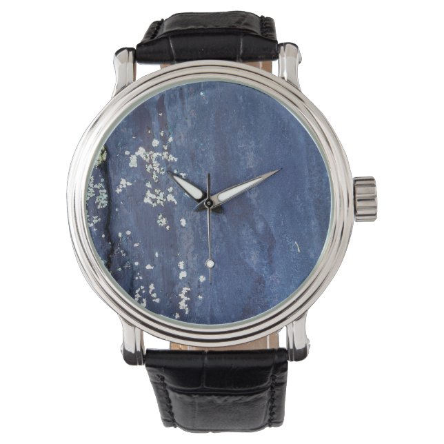 Weathered Blue Paint Abstract Horloge (Voorkant)