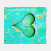 Weathered Blue Peeling Paint Wood Heart Symbol Fleece Deken (Voorkant (Horizontaal))