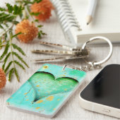 Weathered Blue Peeling Paint Wood Heart Symbol Sleutelhanger (Voorkant Rechts)