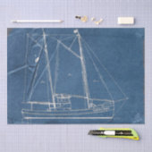 Weathered Blueprint Sailboat Nautical Decoupage Tissuepapier (Craft)