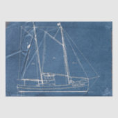 Weathered Blueprint Sailboat Nautical Decoupage Tissuepapier (Voorkant)