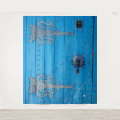 Weathered Bright Blue Dedoor Backdrop Tunesië Wandkleed (Voorkant)