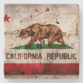 Weathered  California State Flag Stenen Onderzetter (Voorkant)