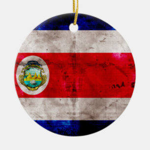 Weathered Costa Rica Flag Keramisch Ornament