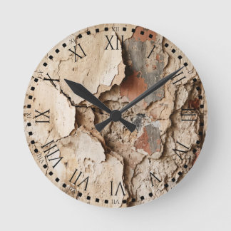 Weathered Cracked Plaster Stone Wall Vintage Decor Ronde Klok