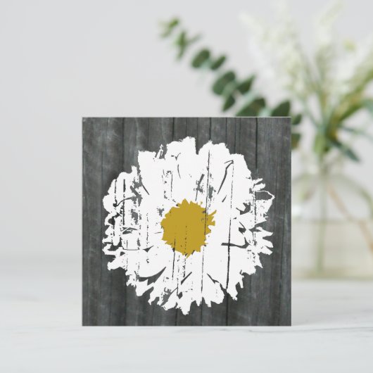 Weathered Daisy Barn Wedding Invitation Kaart (Staand voorkant)