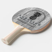 Weathered Dark Gray Pineapple Wedding Arch & Name Tafeltennisbatje (Voorkant Gekanteld)