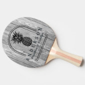 Weathered Dark Gray Pineapple Wedding Arch & Name Tafeltennisbatje (Zijkant)