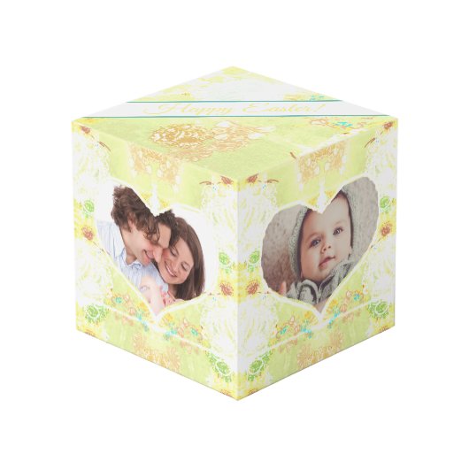 Weathered Floral Fantasy Easter Photo Cube Kubus (Voorkant hoekig)