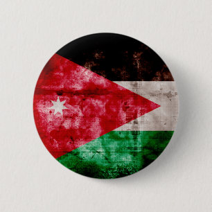 Weathered Jordanian Vlag Ronde Button 5,7 Cm