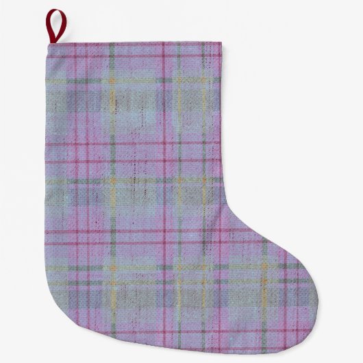 Weathered Lavender Plaid Grote Kerstsok (Voorkant)