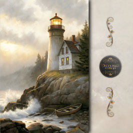 Weathered Lighthouse At Dusk Decoupage Tissuepapier