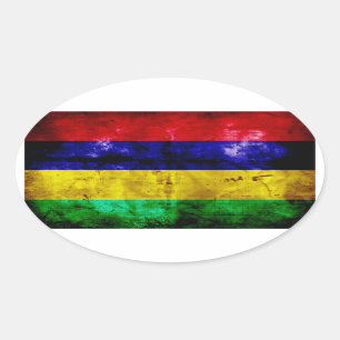 Weathered Mauritius Flag Ovale Sticker