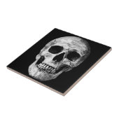 Weathered Old Skull - zwart & wit Tegeltje (Zijkant)