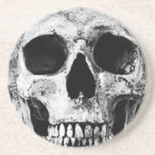 Weathered Old Skull - zwart & wit Zandsteen Onderzetter