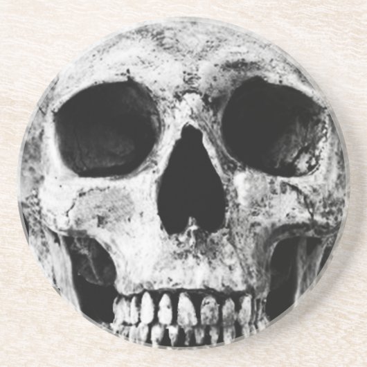 Weathered Old Skull - zwart & wit Zandsteen Onderzetter (Voorkant)