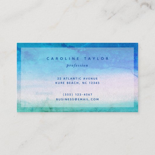 Weathered Ombre Ocean Blue en Green Professional Visitekaartje (Achterkant)