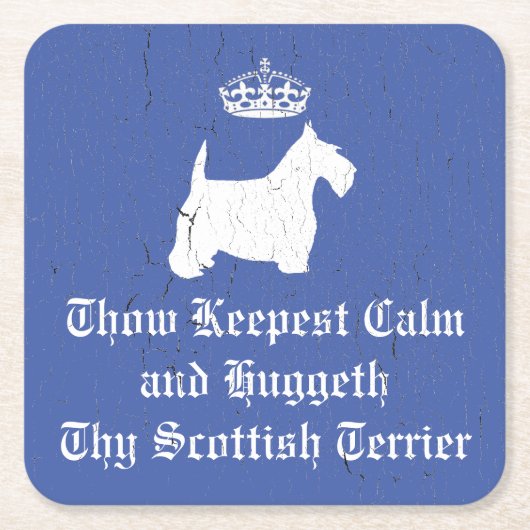 Weathered Paint Scottie Keep Calm Kartonnen Onderzetters (Voorkant)
