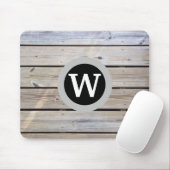 Weathered Pine Wood Monogram Muismat (Met muis)
