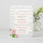 Weathered Pink Floral Wedding Invitation Kaart (Staand voorkant)