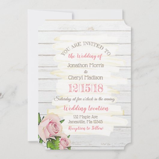 Weathered Pink Floral Wedding Invitation Kaart (Voorkant)