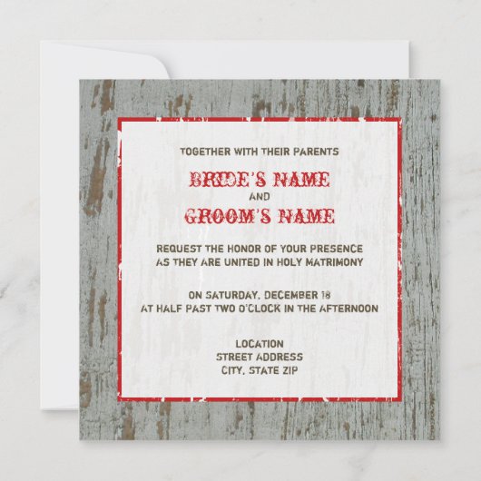 Weathered Poinsettia Winter / kerstbruiloft Kaart (Achterkant)