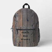 Weathered Redwood Fence Close-up Foto Afbeelding P Bedrukte Rugzak (Voorkant)