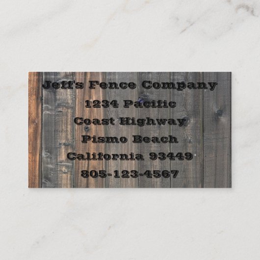 Weathered Redwood Fence Close-up Foto Afbeelding P Visitekaartje (Achterkant)