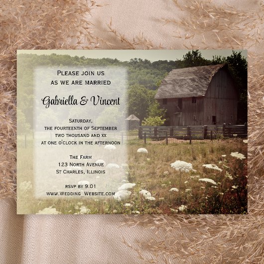 Weathered Rustic Barn Country Wedding Kaart