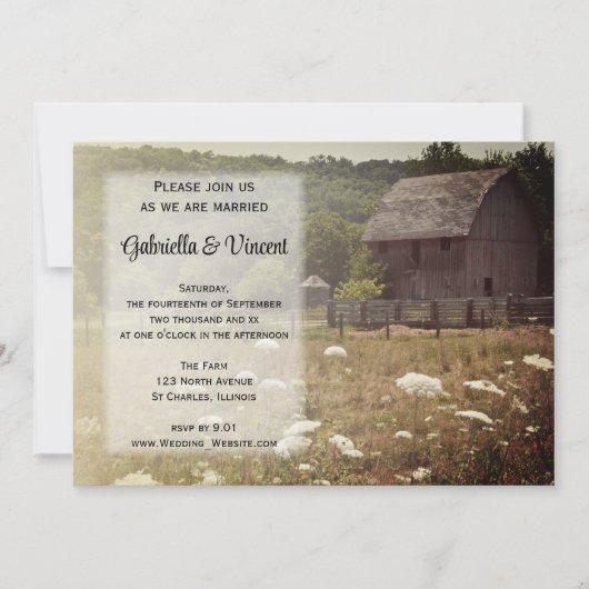 Weathered Rustic Barn Country Wedding Kaart (Voorkant)