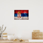Weathered Servië Vlag Poster (Keuken)