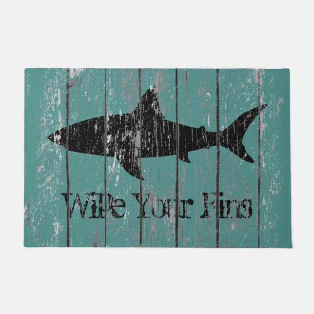 Weathered Shark Jouw tekst Uw Kleur Doormat Deurmat (Voorkant)