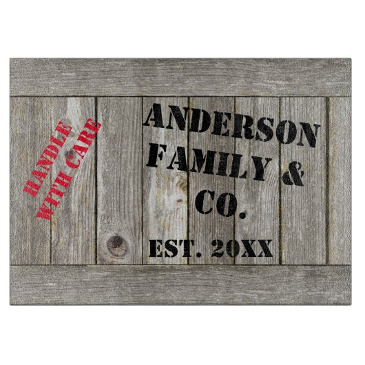 Weathered Silver Wood Crate op maat Snijplank (Voorkant)