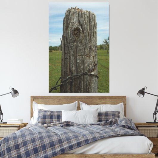 Weathered Sod Home Fence Post - Wilde plaatsen Fot Canvas Afdruk (Insitu (Slaapkamer))