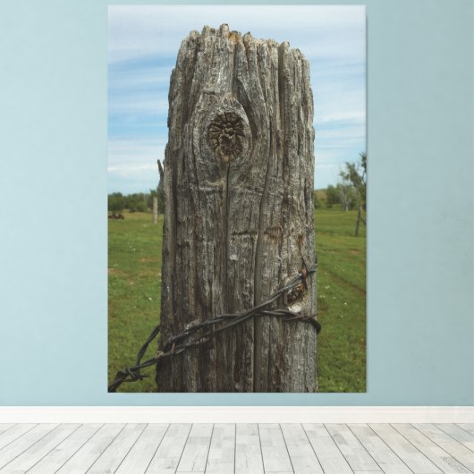 Weathered Sod Home Fence Post - Wilde plaatsen Fot Canvas Afdruk (Insitu (Houten vloer))