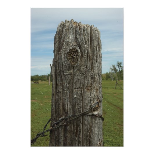 Weathered Sod Home Fence Post - Wilde plaatsen Fot Foto Afdruk (Voorkant)