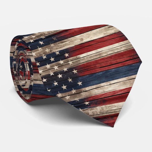 Weathered Stars & Stripes Wood Flag Stropdas (Opgerold)