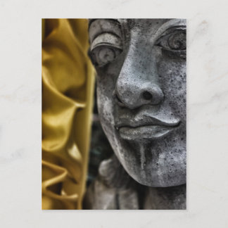 Weathered Statue Face and Yellow Silk Briefkaart