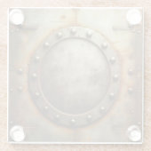 weathered steel, metal look  glazen onderzetter (Achterkant)