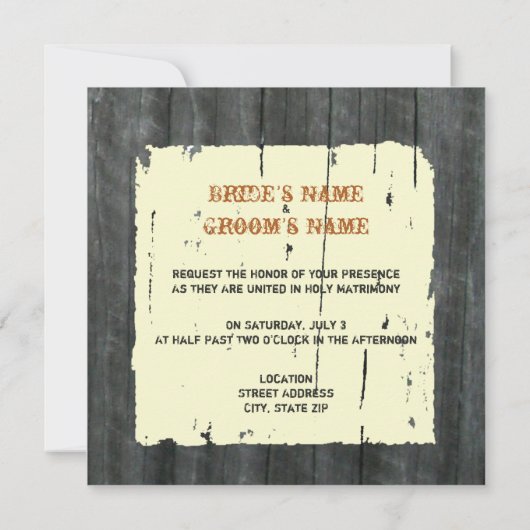 Weathered Sunflower & Barn Fall Wedding Invitation Kaart (Achterkant)