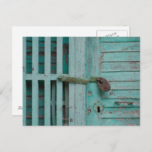 Weathered Turquoise-deur Briefkaart (Voorkant / Achterkant)