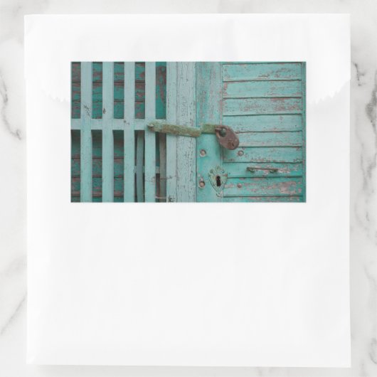 Weathered Turquoise-deur Rechthoekige Sticker (Tas)