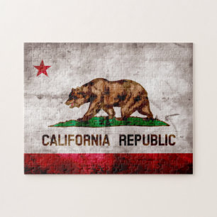 Weathered Vintage California State Flag Legpuzzel