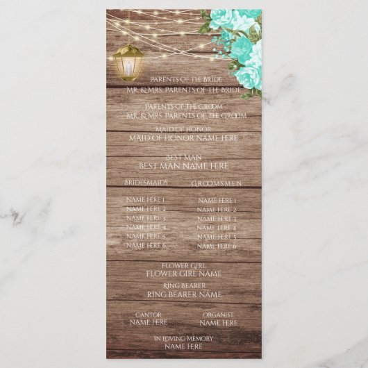 Weathered Wood en Lantaarn - Blauwgroen - Programm Programmakaart (Achterkant)