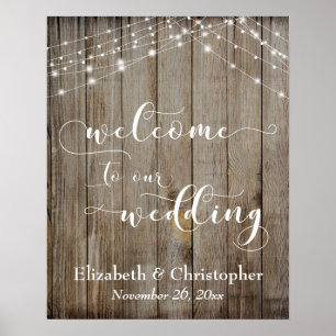 Weathered Wood & Liight Wedding Welcome Sign Poster