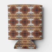 Weathered Wood Planks Diamond Pattern Mixed Media Blikjeskoeler (Achterkant)