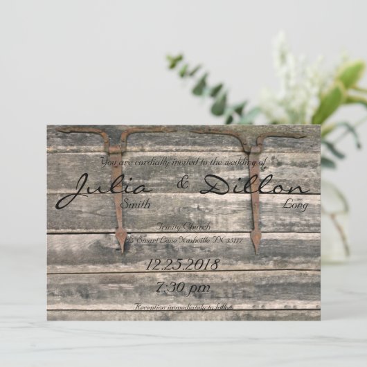 Weathered Wood Wedding Kaart (Staand voorkant)
